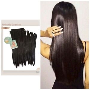 🌿Fusion Clip Extensions Color 2 18" Futura Fiber-Sleek,Soft Mimics Real Hair!